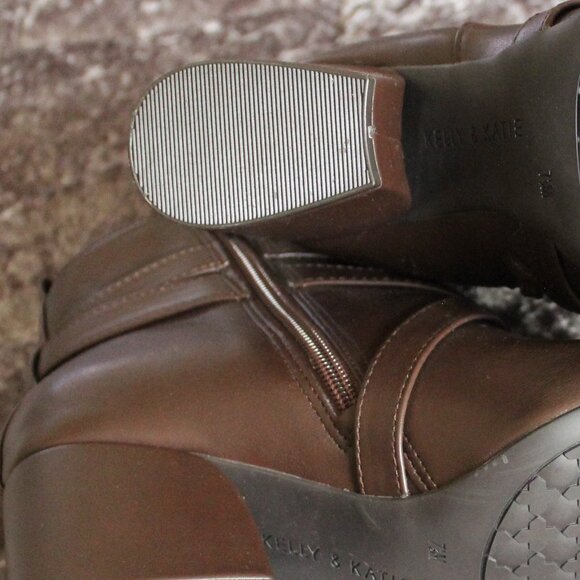 Kelly & Katie Brown Ankle Boots with Gold Side Buckle - Picture 12 of 16